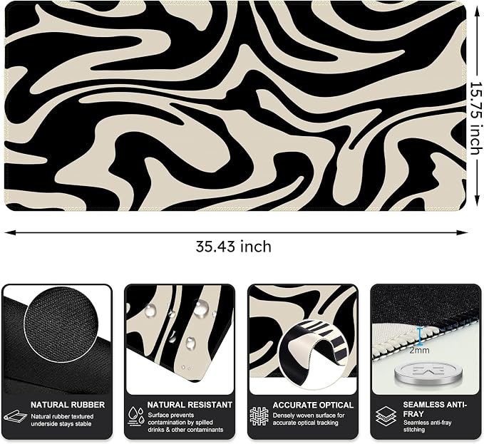 iCasso Desk Mat, XXL Large Gaming Mouse Pad, Anti-Slip Rubber Base Mousepad - Image 2