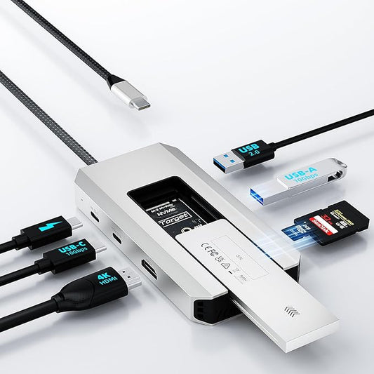 WAVLINK USB-C Hub, 10Gbps USB-C Hub with M.2 PCIe/SATA SSD Port, HDMI, 100W PD, USB-A&C 3.2/2.0, SD&TF Compatible with MacBook/Chromebook/Dell/HP/Lenovo-DeskLoop Office