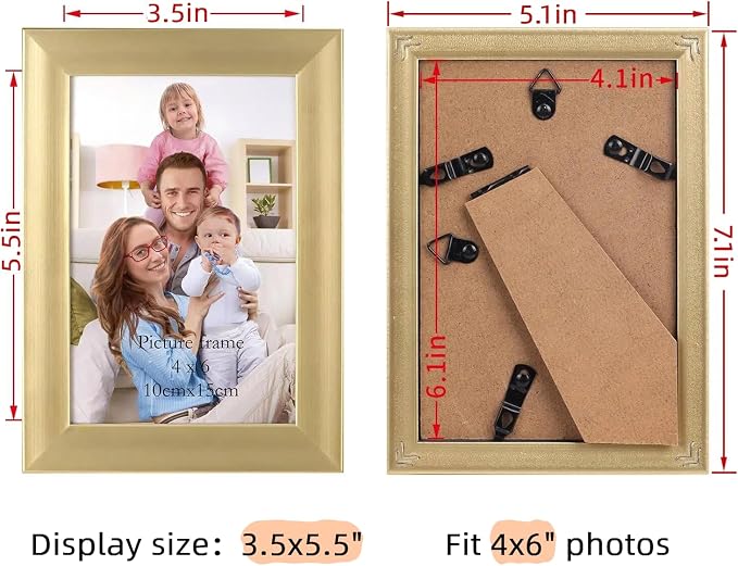 Giftgarden 4x6 Picture Frame Gold Set of 12 - Image 3