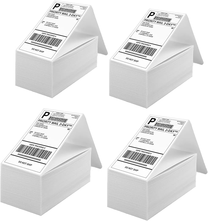 Fanfold 4”x 6” Direct Thermal Shipping Labels Self Adhesive, 500 Postage by Fangtek
