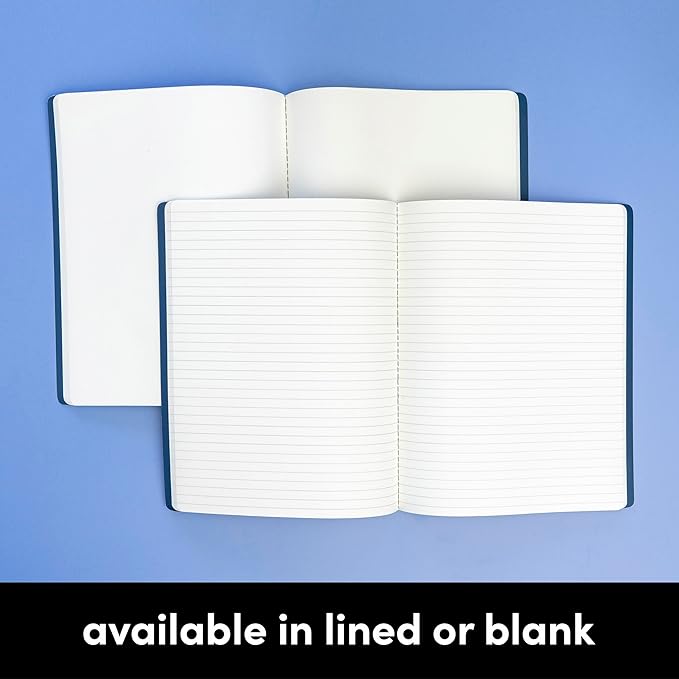 PAPERAGE Soft Cover Lined Journal Notebook, 2 Pack, (Dark Green), 100 Pages, Large 7.5 inches x 9.5 inches, College Ruled, Ideal for Note Taking & Travel Journal-DeskLoop Office