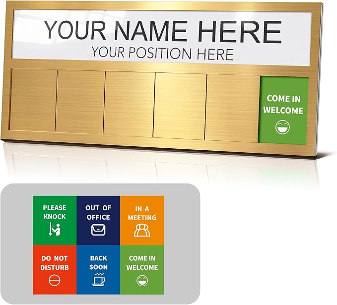 Name Plate for Desk& Office Door Sign, 6 Options Do Not Disturb, In A Meeting by EliteSign