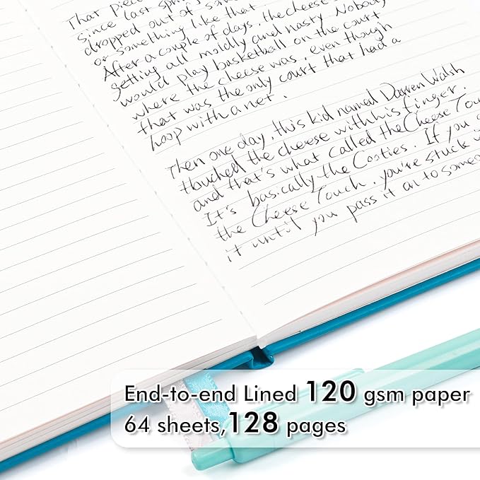 5 Pack Journal Notebook Bulk for School, Feela Hardcover Business Notebooks Classic Ruled Lined Journals with Pen Holder for Work Note Taking, with 5 Black Pens, 120 GSM, 5.1”x8.3”, A5, Teal-DeskLoop Office