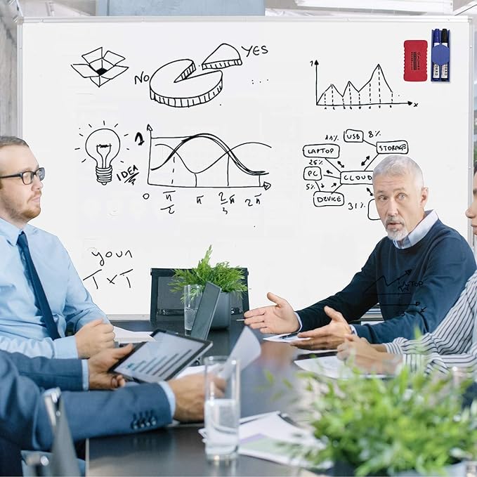 H-Qprobd Mobile Whiteboard 72"x40" Magnetic Dry Erase Board with Stand Double-Sided Rolling Whiteboard for Office, Home & School-DeskLoop Office