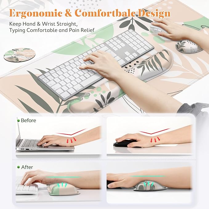 Gimars 4 in 1 Mouse Pad and Keyboard Wrist Rest Set, Large Mouse Pad - Image 6
