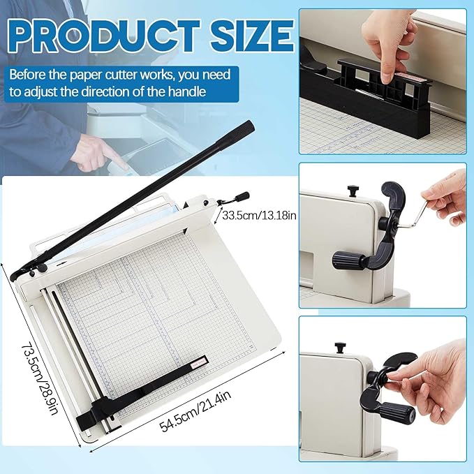 17 Inch A3 Guillotine Paper Cutter Heavy Duty Paper Cutter 400 Sheet Capacity Stack Cards Trimmer Steel Slicer with Metal Base for Cards Leather Office Home School (White)-DeskLoop Office