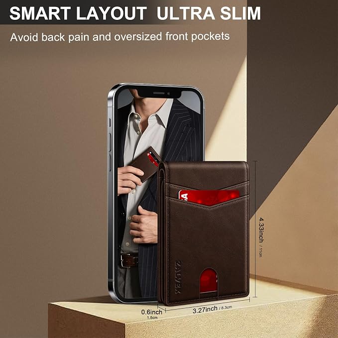 Wallet for Men Slim RFID Blocking Leather Credit Card Holder Wallet for 14 Cards - Image 4