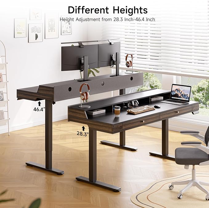 ONBRILL Standing Desk with Drawers, 55x23.6 Inch Electric Stand Up Desk with - Image 7