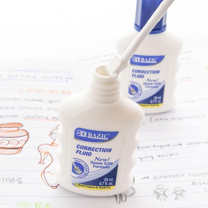 BAZIC Products Correction Fluid, Foam Brush Applicator, Corrections Pen - Image 6