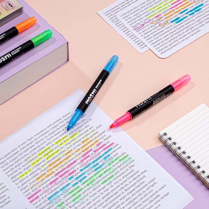 Hoshi 5PCs Premium Fluorescent Dual Tip Highlighters, High Ink Capacity - Image 7