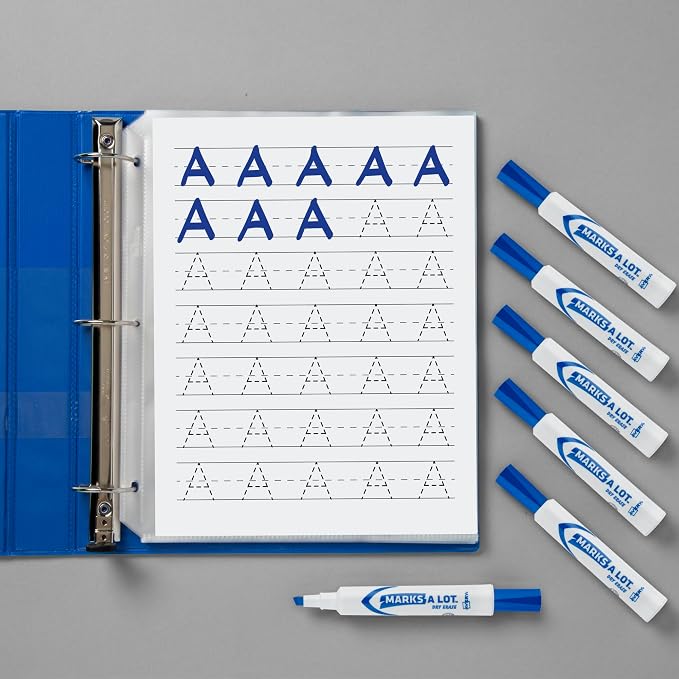 Avery Marks A Lot Dry Erase Markers, Low Odor, Chisel Tip, 12 Blue Whiteboard - Image 6