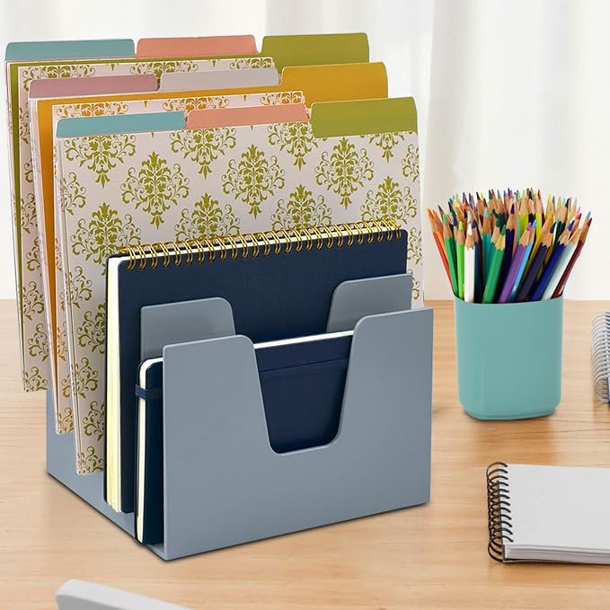 Acrimet 5 Section Incline File Sorter Organizer, Desktop Mail Holder Silver | - Image 5