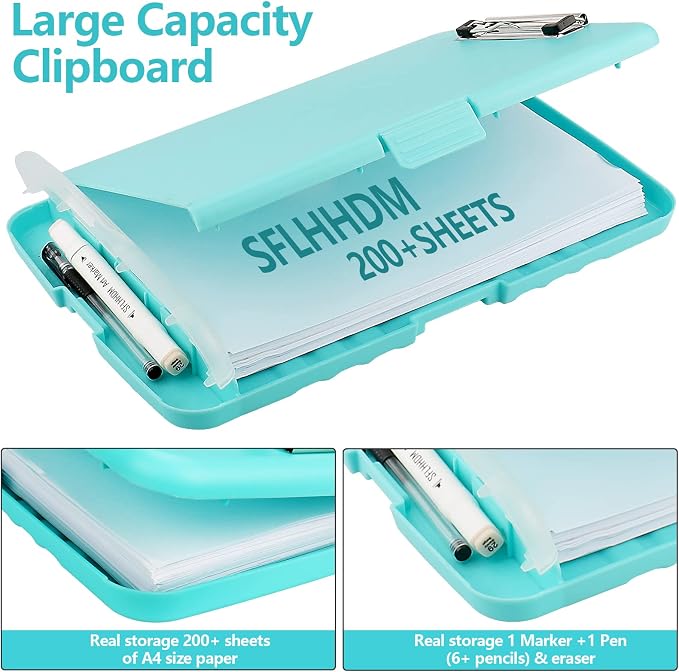 SFLHHDM Clipboard with Storage, Clip Boards 8.5x11, Plastic Clipboards with Pen - Image 2