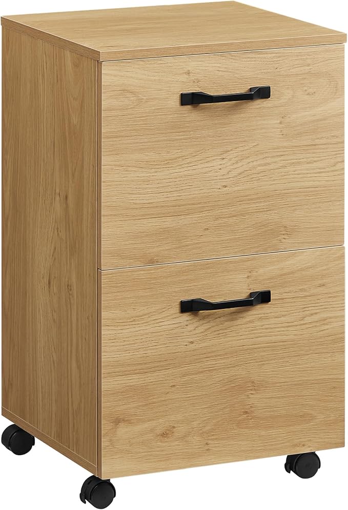 VASAGLE 2-Drawer File Cabinet, Small Rolling Filing Cabinet for Home Office, Printer Stand, for A4, Letter-Size Documents, 15.7 x 16.5 x 27.6 Inches, Straw Yellow UOFC040Y70-DeskLoop Office