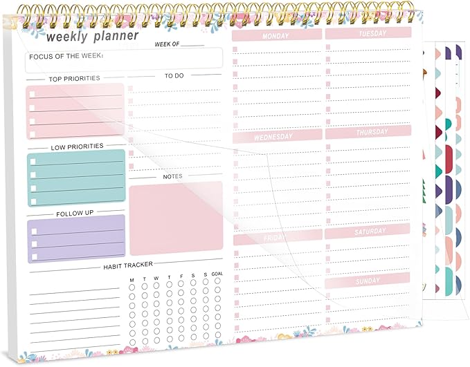 Weekly To Do List Notepad, 8.5''x11'' Weekly Desk Planners by Thboxes