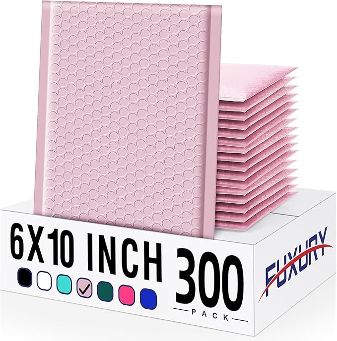 Fuxury 300 Pack Sakura Pink Bubble Mailers 6x10 Inch, Small Bubble Shipping by Fuxury