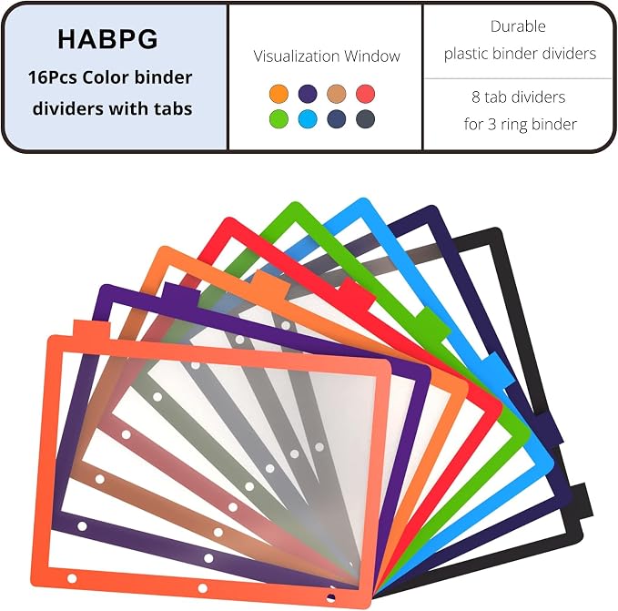 HABGP 16Pcs/2 Set 8 Tab Dividers - Image 2