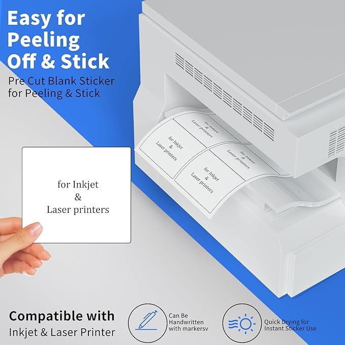 1" x2-5/8 Shipping Address Labels, Blank Mailing Labels, 30-UP White Self-Adhesive Name Tag Stickers for Inkjet and Laser Printer [50 Sheet 1500 Labels]-DeskLoop Office