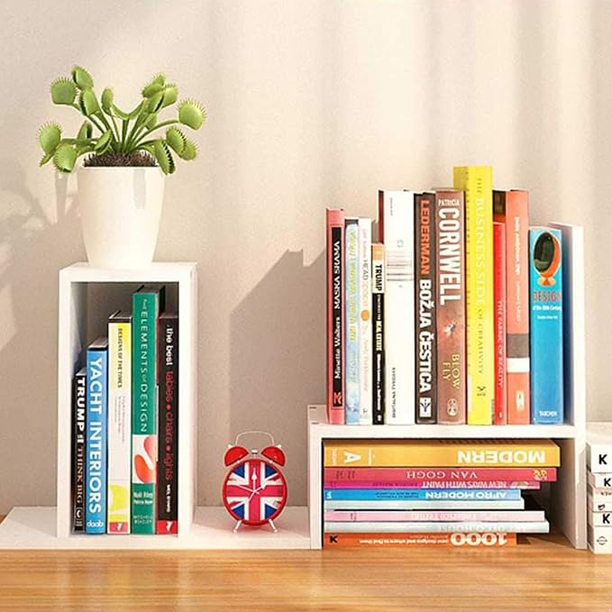 Desktop Shelf Organizer, Adjustable Wood Office Storage Rack, Counter Display - Image 3