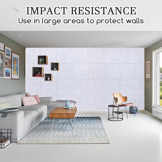 Large Cork Board Alternative, 12 Pack Felt Board with Safe Removable Adhesive Tabs Felt Wall Tiles, Large Cork Boards for Walls, Cork Board for Home Office, Pin Boards for Walls, Marble White-DeskLoop Office