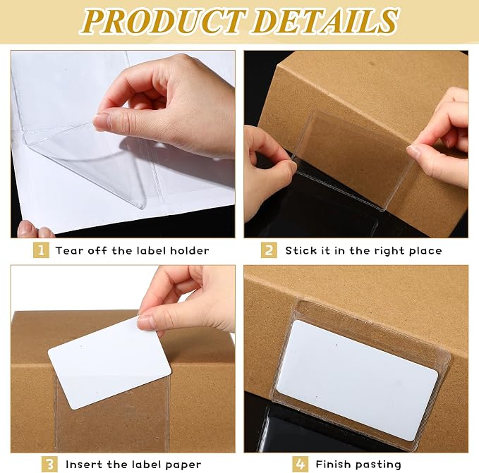Jeyiour 200 Pcs Label Holders Adhesive Nameplate Pockets Storage Bin Labels - Image 6
