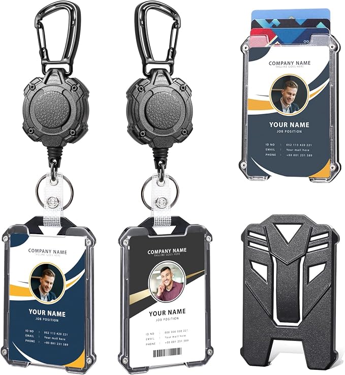 Badge Holder Retractable Clip Heavy Duty Carabiner Badge Reel Keychain by COOKOOKY