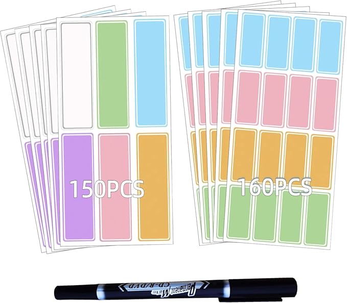 Assorted Colors Waterproof Removable Labels by Unknown