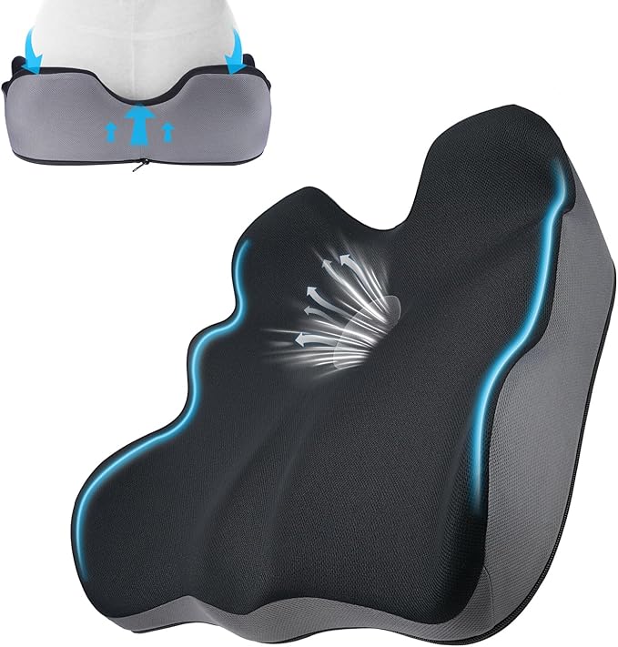 Seat Cushion, X-Large Memory Foam Office Chair Cushion, for Pressure Relief Sciatica & Pain Relief for Long Sitting Hours on Office/Home Chair, Car, Wheelchair-DeskLoop Office