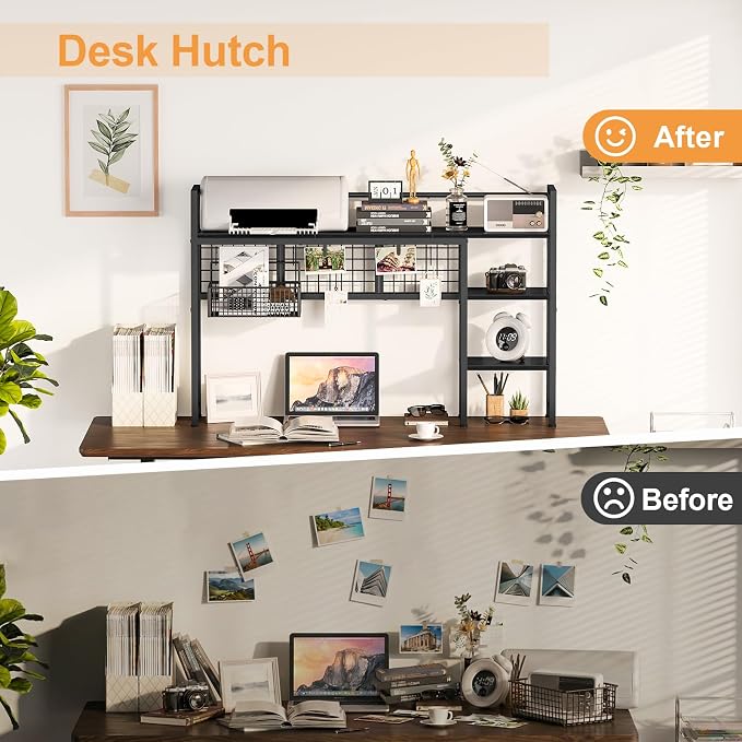 Snughome Desk Shelf, 44.9" Desktop Organizer Shelf, Desk Hutch - Image 7