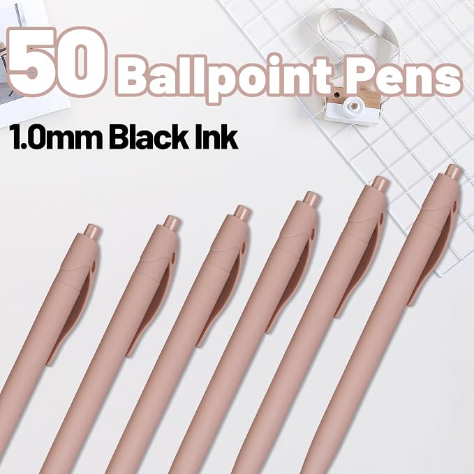 BallPoint Pens, 50 Pack, Bulk Pens, Pale Dogwood Pink Barrel, Click Pens - Image 2