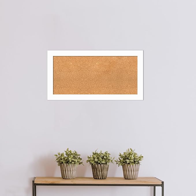 Amanti Art Natural Cork Board for Wall, 17x33 Vision Board with White Frame, Medium Corkboard Office Decor for Home Organization, Casual Corkboard Pinboard to Display Items for Home Organization in-DeskLoop Office