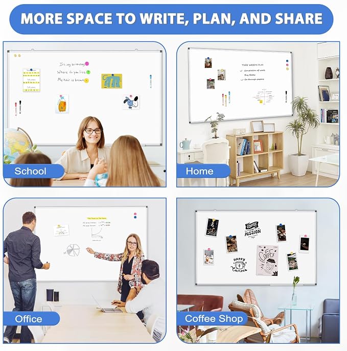 WALGLASS Extra Large White Board 72x40 Double-Sided Dry Erase Magnetic Wall | - Image 6