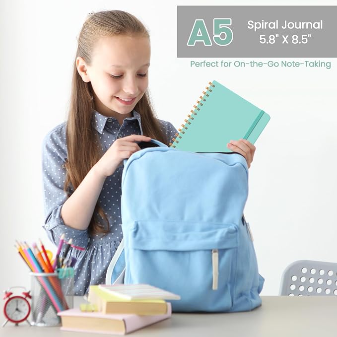 CICPAP Lined Spiral Journal Notebook, A5 College Ruled Notebook - Image 6