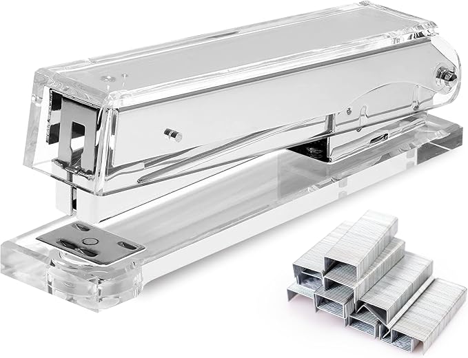 OfficeGoods Acrylic Stapler – Aesthetic & Durable Silver Desk Staple by OfficeGoods