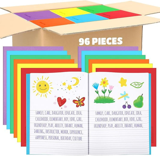 Henoyso 96 Pcs Primary Composition Notebook K-2 9 3/4 x 7 1/2 Inch Primary Journal, Back to School Supplies, Bulk Blank Writing Book for Kid to Write Draw Journal 60 Page Notebooks (Colorful)-DeskLoop Office