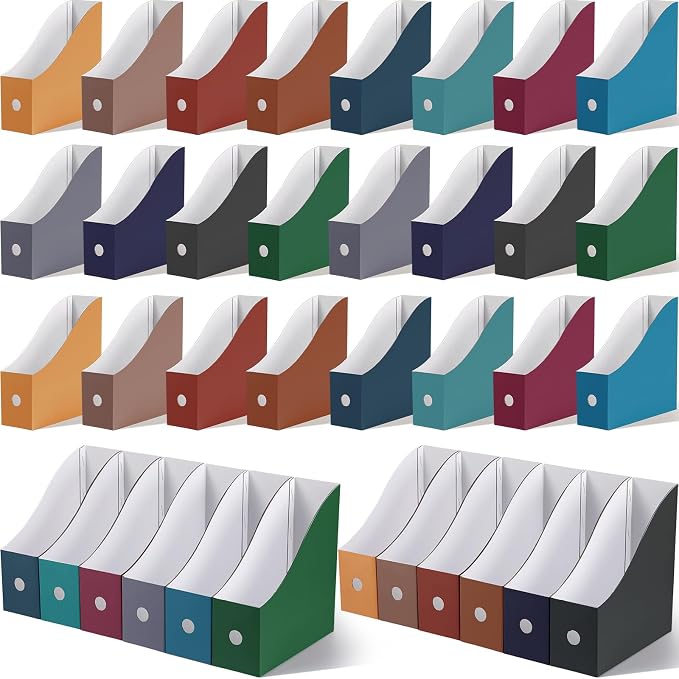 Colarr 24 Pcs Cardboard Magazine Holders 12 Colors Magazine Storage Box by Colarr