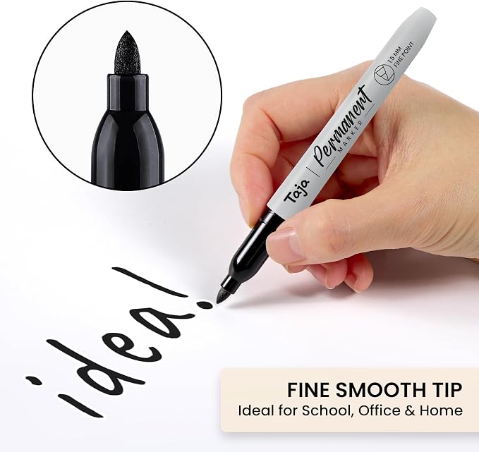 Taja Permanent Markers, Fine Tip, Quick-Drying and Fade-Resistant Bulk Marker - Image 5