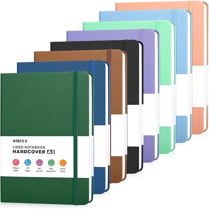 OMEYA 8 Pack Lined Journal Notebooks by OMEYA