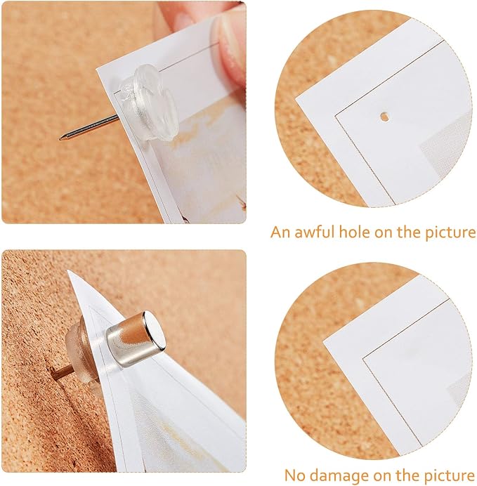 Outus 50 Sets Magnetic Push Pin Magnet Thumb Tack Poster Hanger Thumb Tacks - Image 4