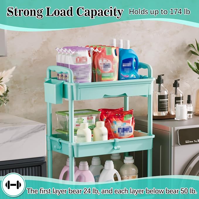 SUNALLY 4 Tier Rolling Utility Cart - Image 5