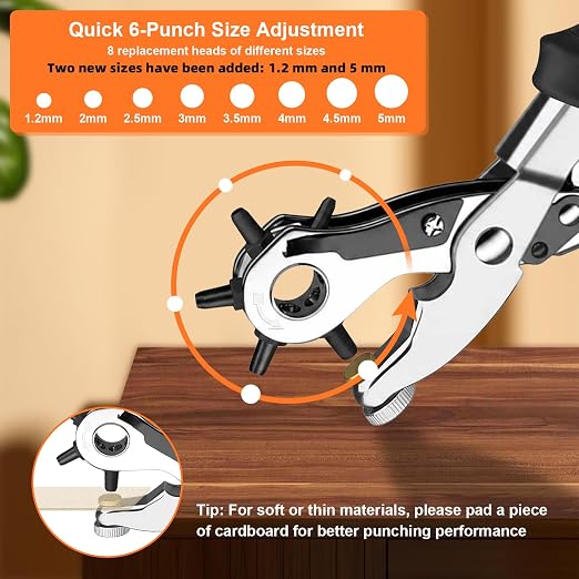 Heavy Duty Revolving Punch Plier Kit, Diyife Leather Hole Punch Set - Image 2