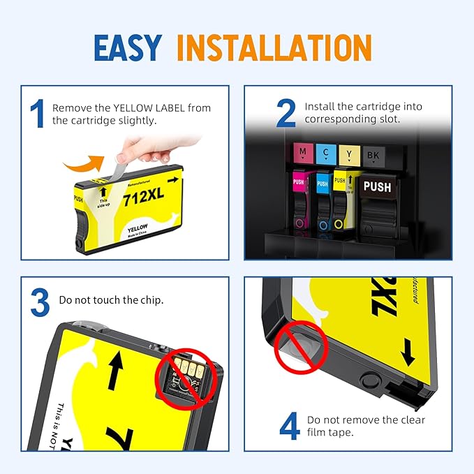 712XL 712 Ink Cartridge Remanufactured Combo 4 Pack Replacement for HP 712XL 712 712 XL Ink Cartridge to Use for DesignJet T650 T250 T230 T630 T210 Studio Plotter Printer (BK/C/M/Y, 4 Pack)-DeskLoop Office