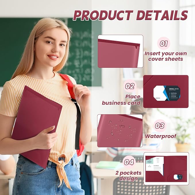 Henoyso 36 Pack Dark Red Plastic Folders - Image 3