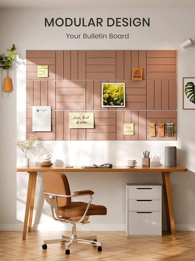 Bumusty Large Cork Board Alternative-36 x 24" Felt Bulletin Board Tiles - Image 6