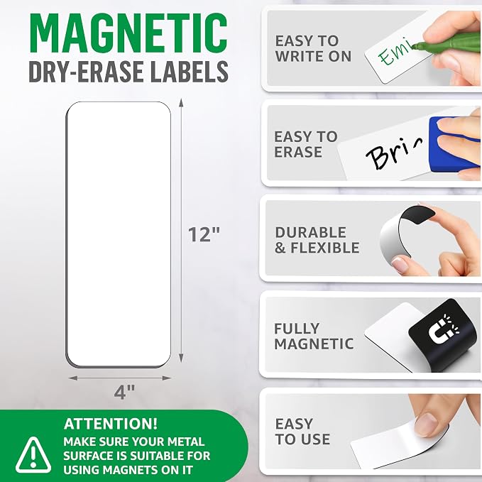 12 Pack Dry Erase Magnetic Labels 12x4 in - Image 2