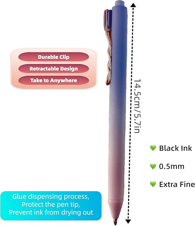 Fengtaiyuan Lan05, Stylish Gradient Color Pen, Black Ink, 0.5mm Extra Fine, Gel Ink Rollerball Pens, Writting Smooth, Rubber Spray (Lan05)-DeskLoop Office