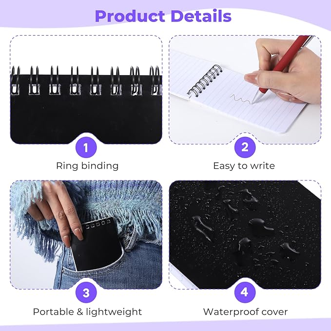 Small Spirals Notepads, 50 Pcs 3 x 5 Inches Mini Notebooks, 60 Sheets Mini Portable Pocket Notebook, Top Bound Notebook Memo Pads for Home Office School-DeskLoop Office