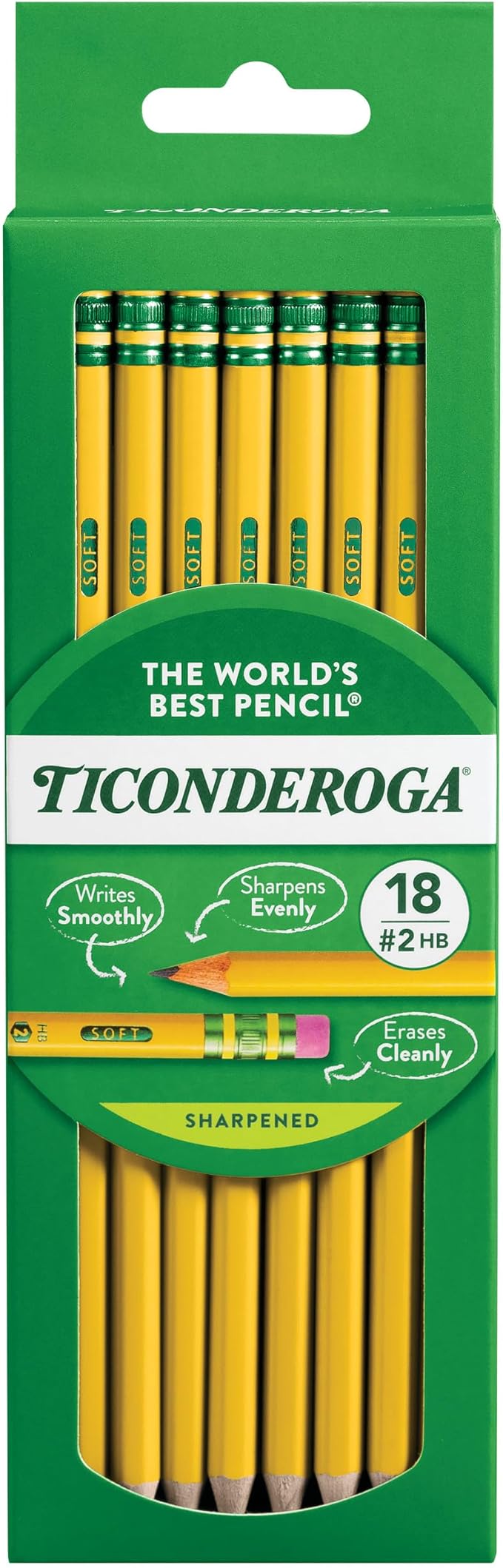 Ticonderoga Wood-Cased Pencils, Pre-Sharpened, #2 HB Soft by Ticonderoga