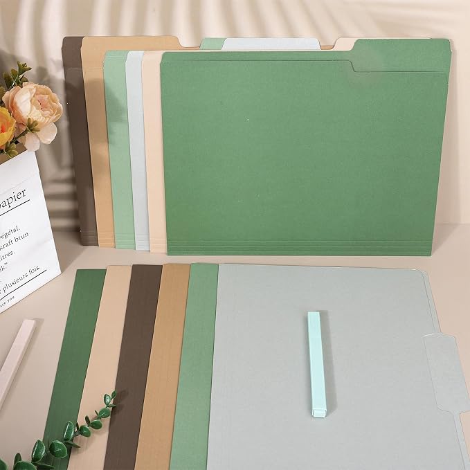 Whaline 24 Pack Green Brown File Folders Letter Size 6 Colors Sage Green Brown - Image 5