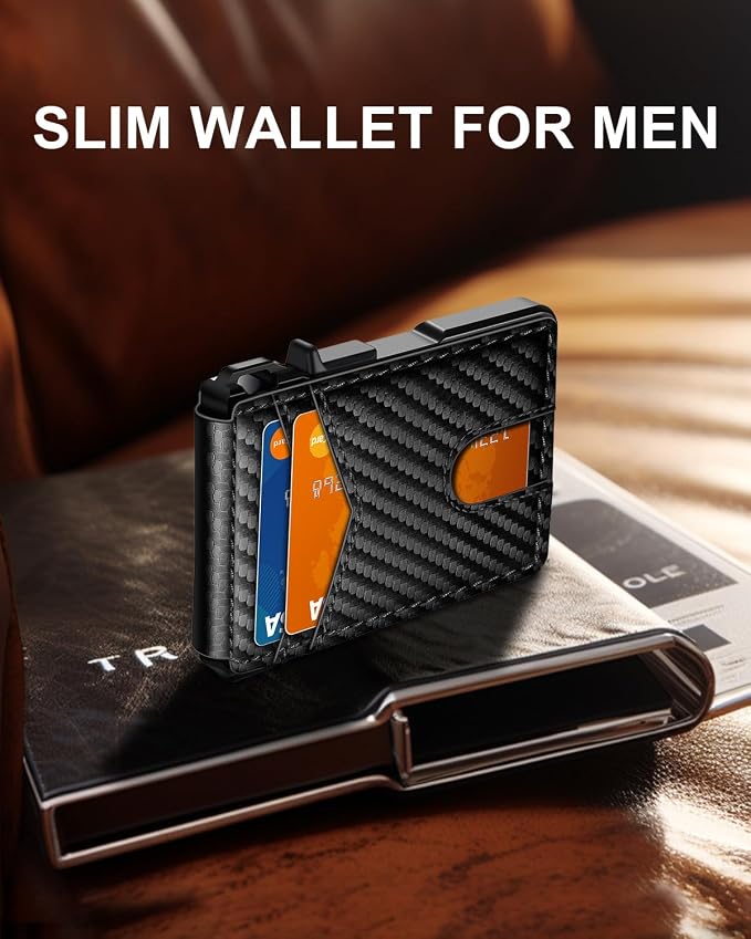 ZALVEX Wallet for Men, Mens Minimalist Wallet 9-13 Cards, Slim Compact Wallet - Image 2